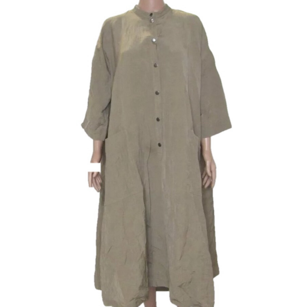 NEW BITTE KAI RAND Womens Lazy Fun Relaxed Dress Silky Crepe Size 2-M/L Beige